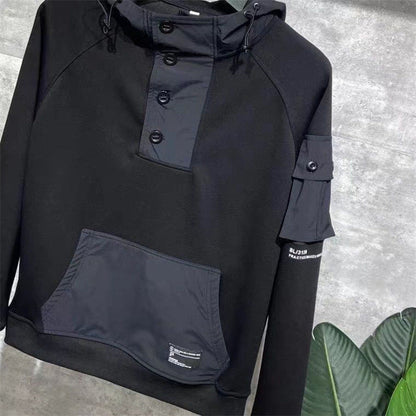 Men's Fleece Loose Sweater Hooded Tool Pullover Street King Apparel