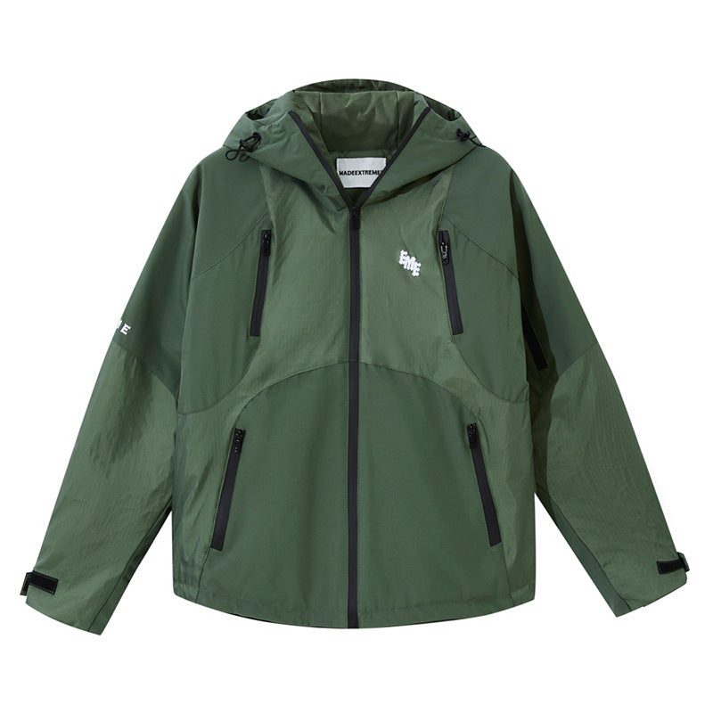 American Style Retro Color Blocking Jacket With Thickened Hood Street King Apparel