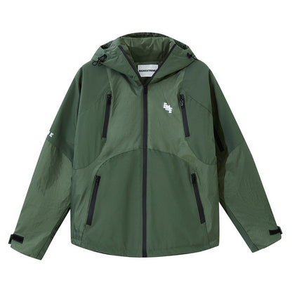 American Style Retro Color Blocking Jacket With Thickened Hood Street King Apparel