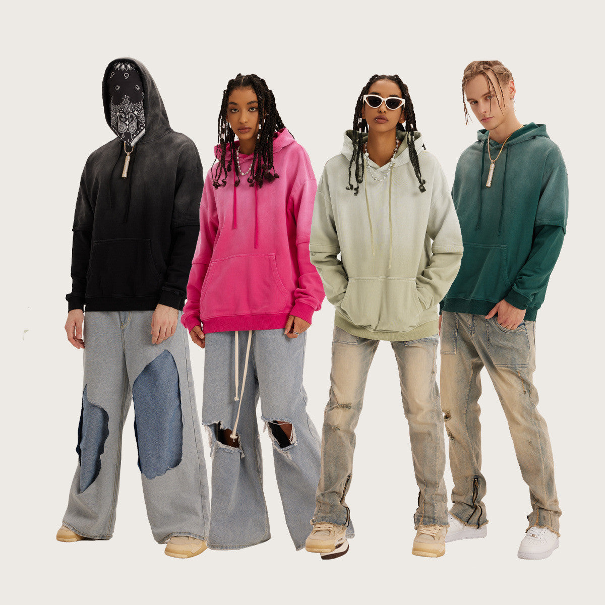 Fake Two Fashionable Loose Sweater Men Street King Apparel