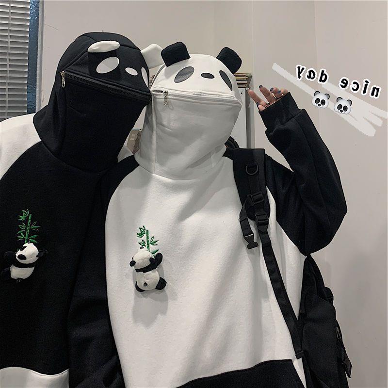 Fleece-lined Thickened Hooded Sweatshirt Panda Couple Coat Street King Apparel