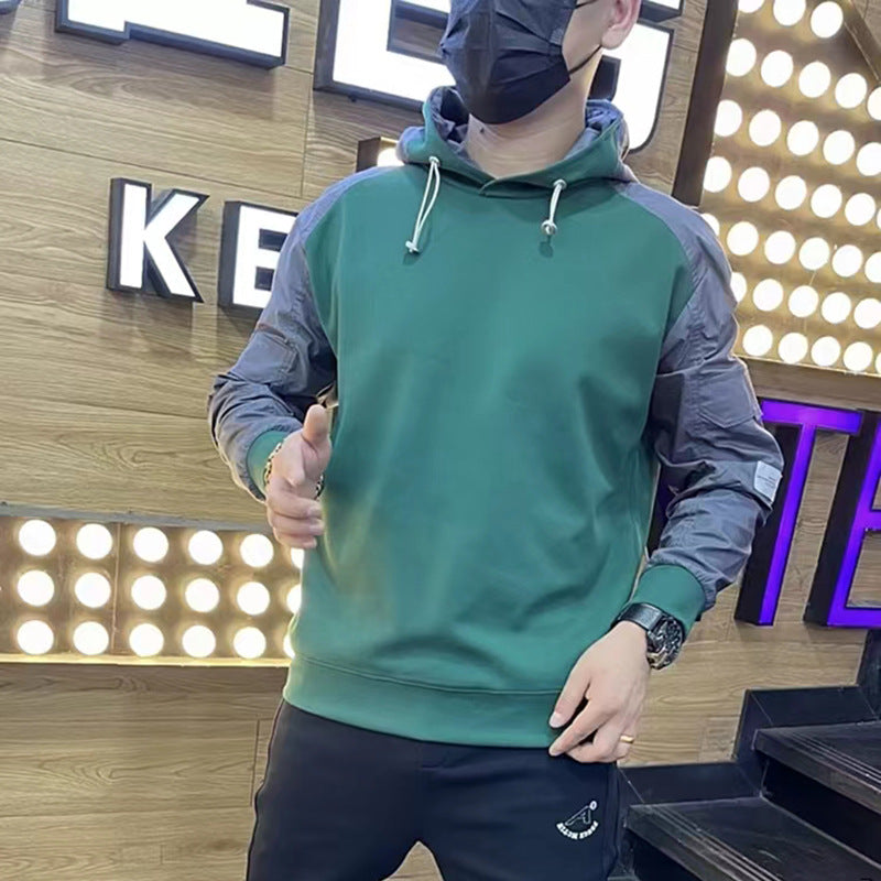 Men's Trendy Color Block Hooded Sweater Fashion Loose Street King Apparel