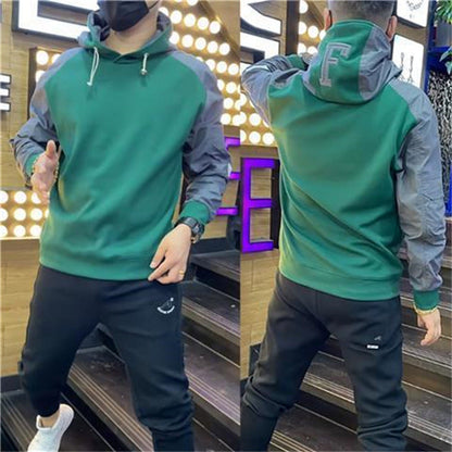 Men's Trendy Color Block Hooded Sweater Fashion Loose Street King Apparel