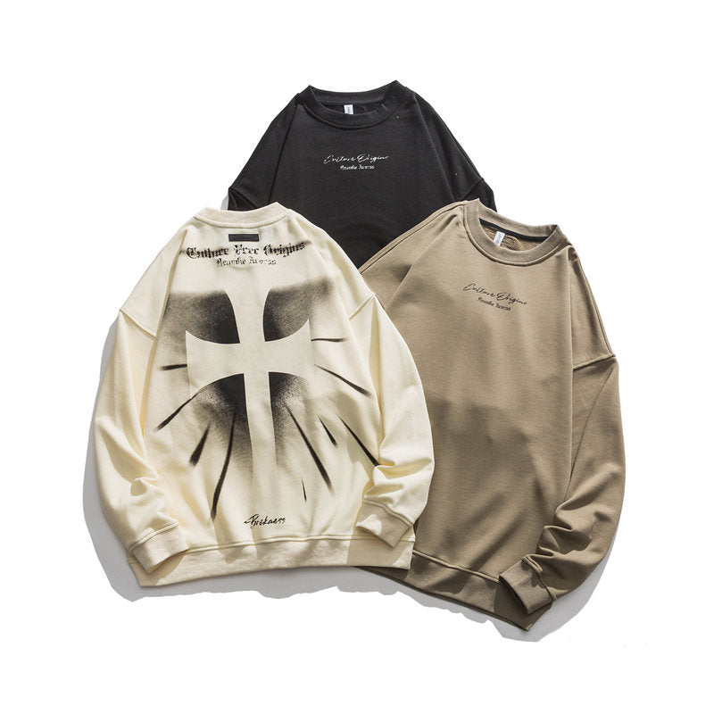 New Pullover Japanese Street Hip-hop Creative Design On Back Sweater Male Street King Apparel