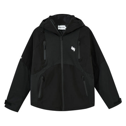 American Style Retro Color Blocking Jacket With Thickened Hood Street King Apparel
