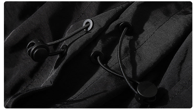 Hooded Trench Coat, Dark Black Function, Two Coats For Men Street King Apparel