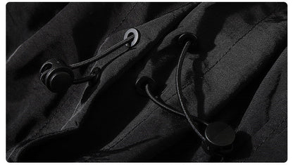 Hooded Trench Coat, Dark Black Function, Two Coats For Men Street King Apparel