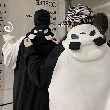 Fleece-lined Thickened Hooded Sweatshirt Panda Couple Coat Street King Apparel