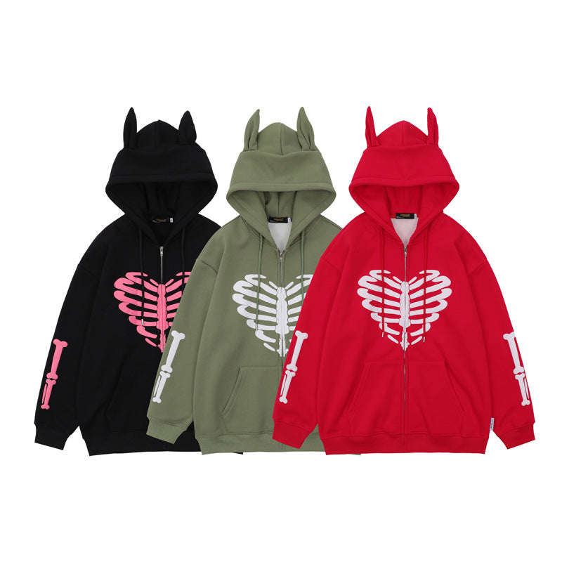 Men's Skull Skeleton Printed Hoodie Street King Apparel