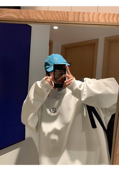 Foam Letter Printed Crew Neck Sweatshirt Leisure Pullover Bottoming Shirt Youth Trendy Handsome Top Plus Size Street King Apparel