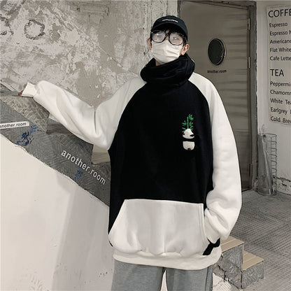 Fleece-lined Thickened Hooded Sweatshirt Panda Couple Coat Street King Apparel