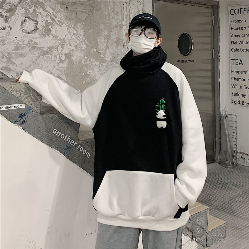 Fleece-lined Thickened Hooded Sweatshirt Panda Couple Coat Street King Apparel