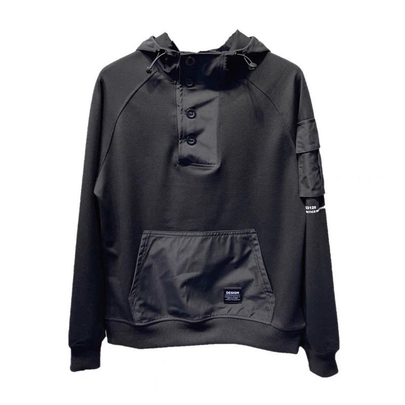 Men's Fleece Loose Sweater Hooded Tool Pullover Street King Apparel