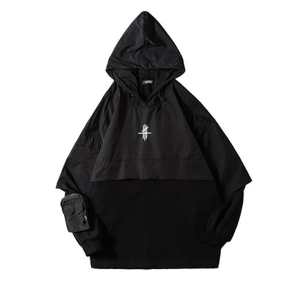 Hooded Trench Coat, Dark Black Function, Two Coats For Men Street King Apparel