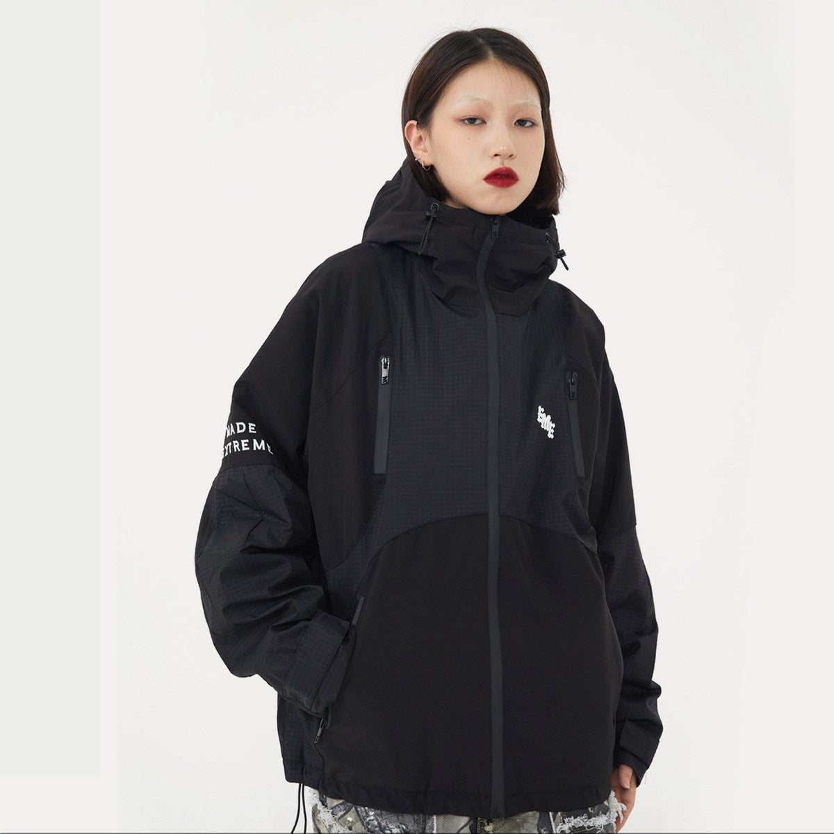 American Style Retro Color Blocking Jacket With Thickened Hood Street King Apparel