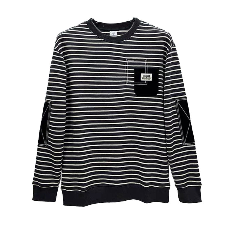 Autumn New Round Neck Pullover Stripe Sweater Man Street King Apparel
