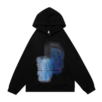 Vintage Creative Blurred Image Washed Hooded Sweatshirt For Men Street King Apparel