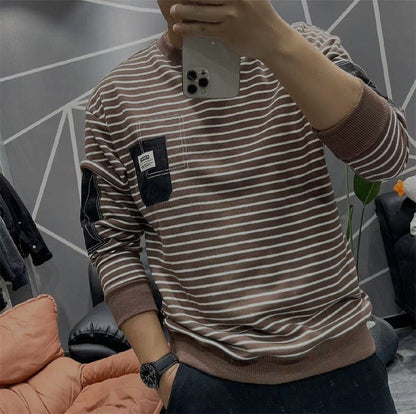 Autumn New Round Neck Pullover Stripe Sweater Man Street King Apparel