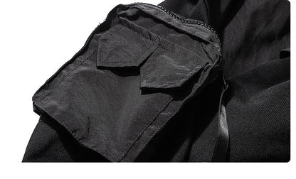 Hooded Trench Coat, Dark Black Function, Two Coats For Men Street King Apparel