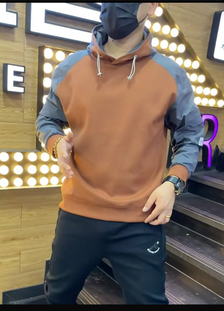 Men's Trendy Color Block Hooded Sweater Fashion Loose Street King Apparel