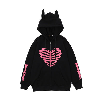 Men's Skull Skeleton Printed Hoodie Street King Apparel
