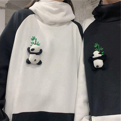Fleece-lined Thickened Hooded Sweatshirt Panda Couple Coat Street King Apparel