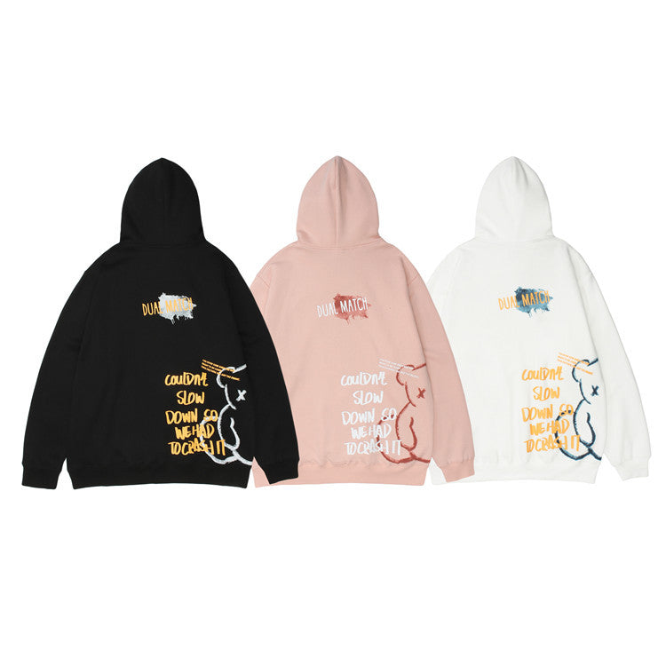Bear Print Hooded Sweatshirt Men Street King Apparel