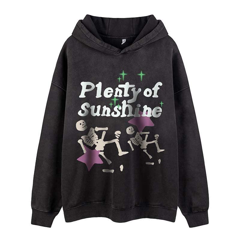 Skull Print With Fleece Hooded Sweater For Men Street King Apparel