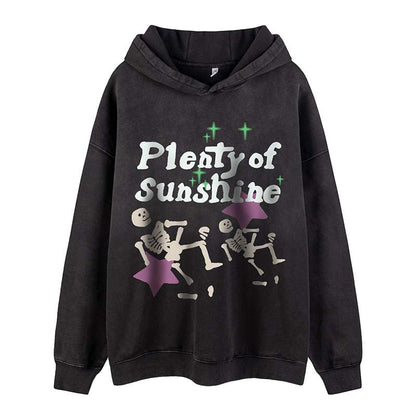 Skull Print With Fleece Hooded Sweater For Men Street King Apparel