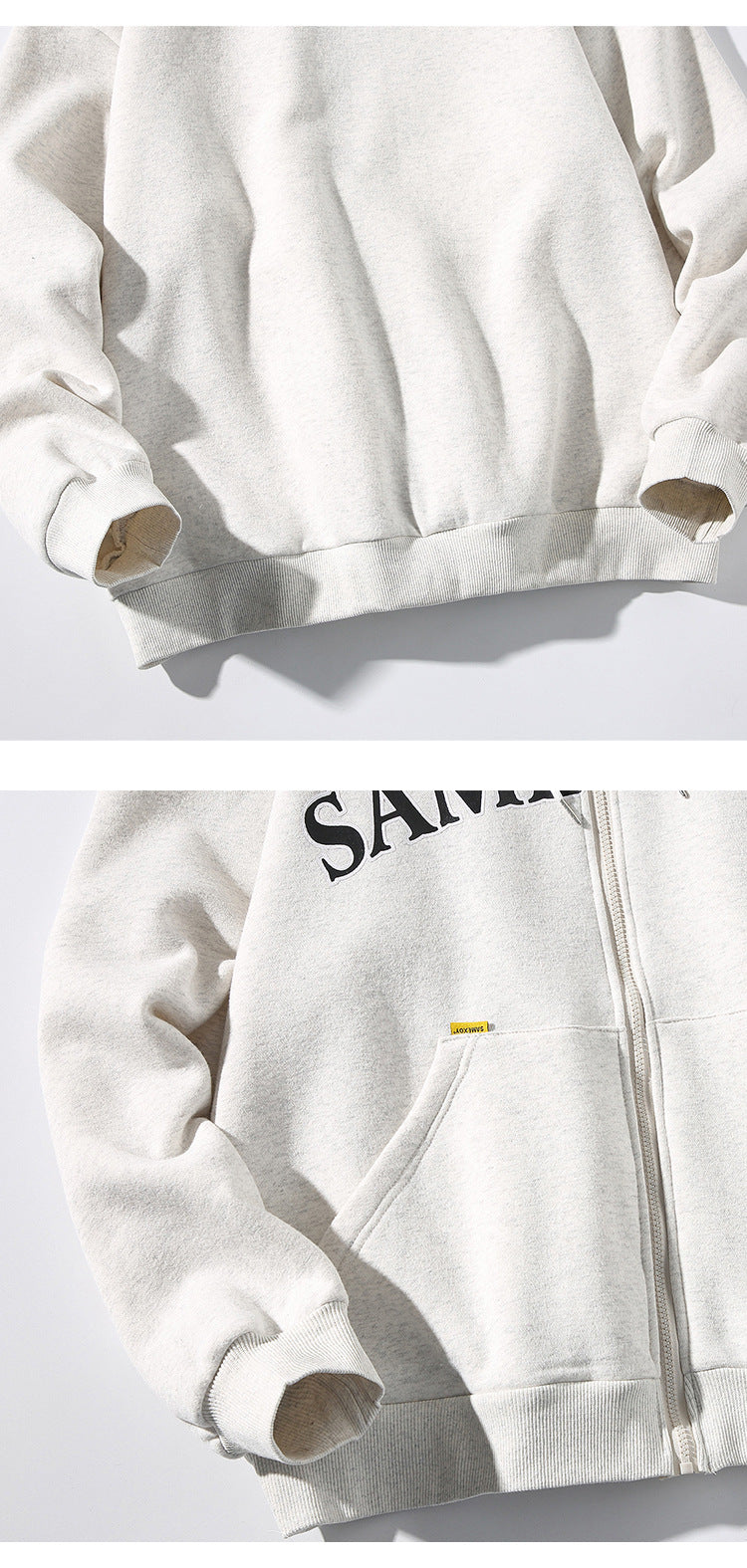 Alphabet-print Hooded Cardigan Sweater On White Street King Apparel