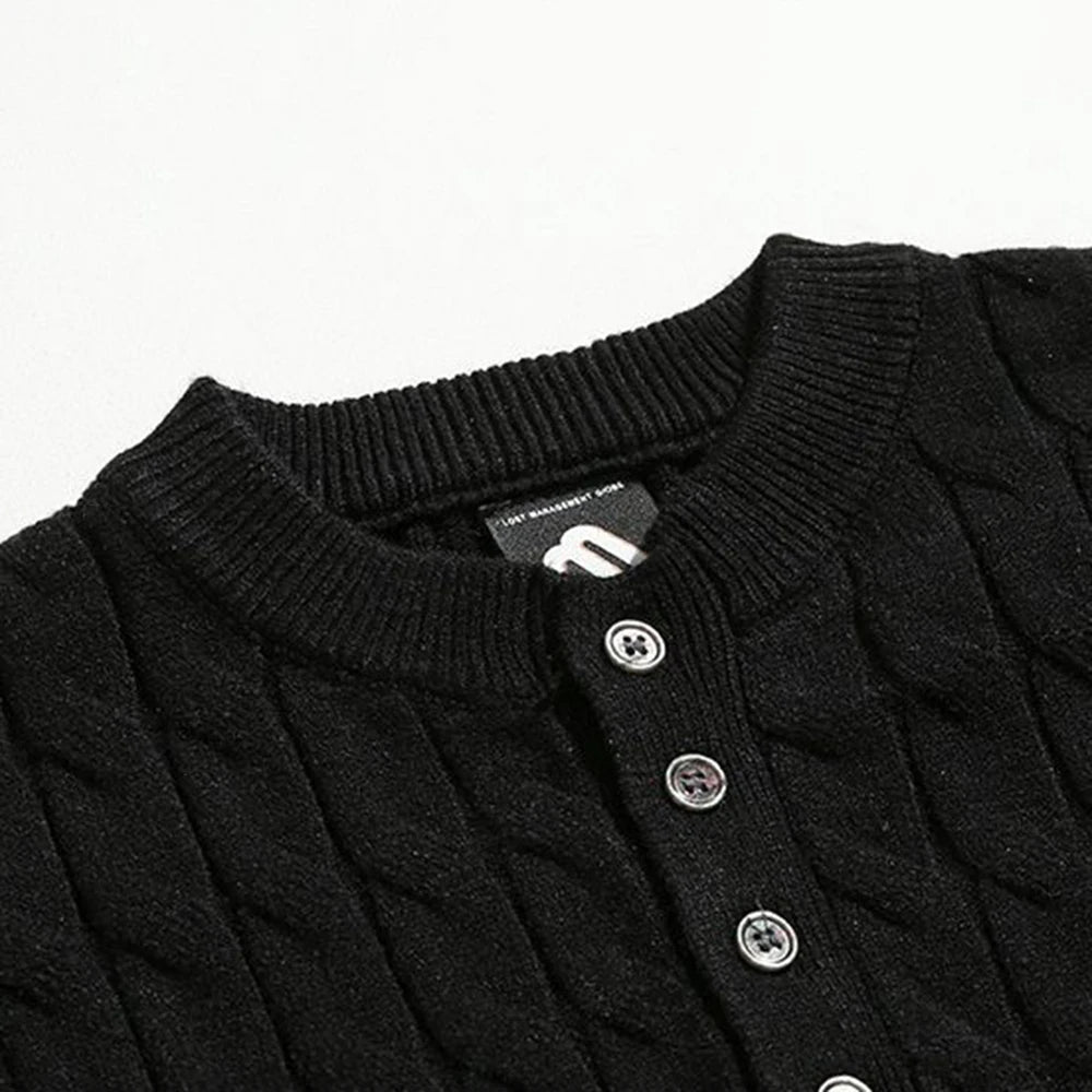 Mens Henry Collar Casual Knitted T-Shirt Genderless 2024 New Fashion Twist Pattern Comfort Solid Color Short Sleeve Top Unisex Street King Limited