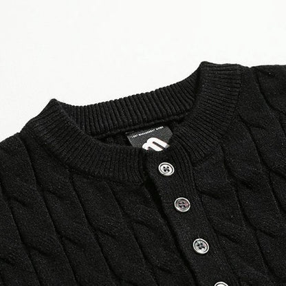 Mens Henry Collar Casual Knitted T-Shirt Genderless 2024 New Fashion Twist Pattern Comfort Solid Color Short Sleeve Top Unisex Street King Limited