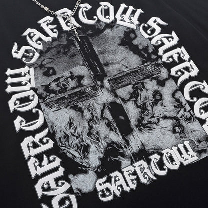 "Broken Cross" Unisex Men Women Streetwear Graphic Sweatshirt Daulet Apparel