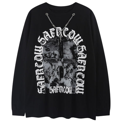 "Broken Cross" Unisex Men Women Streetwear Graphic Sweatshirt Daulet Apparel