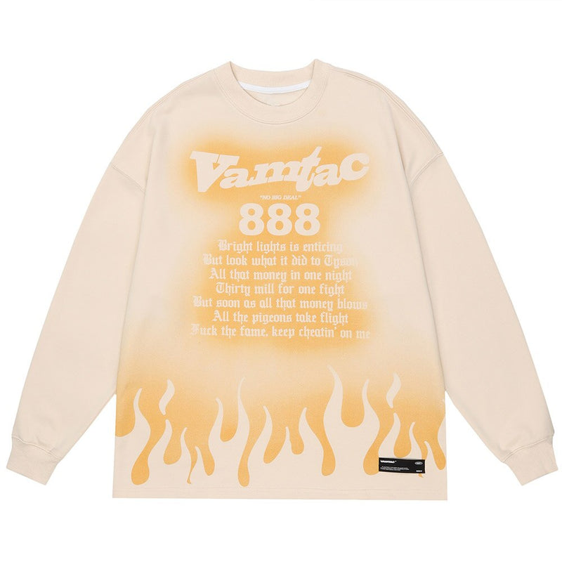 "White Flame" Unisex Men Women Streetwear Graphic Sweatshirt Daulet Apparel