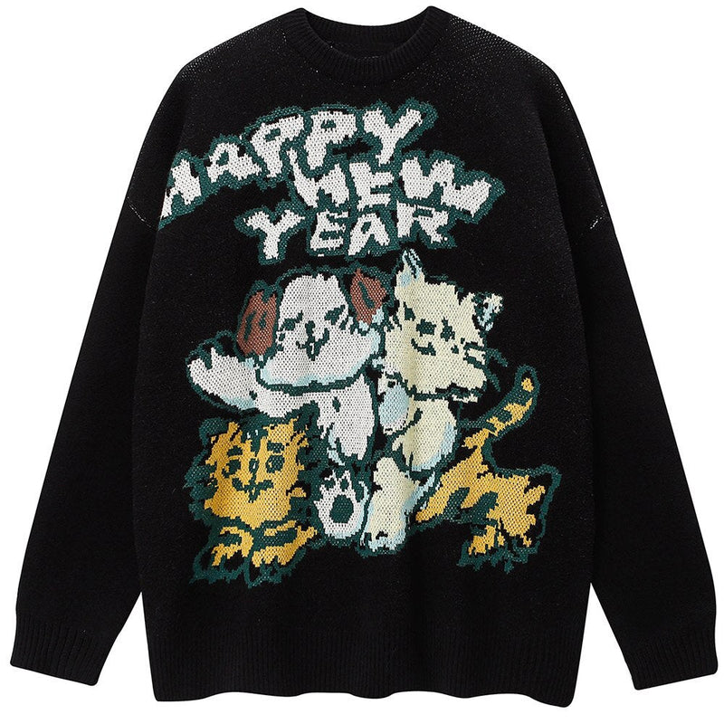 "Happy New Year" Graphic Unisex Men Women Streetwear Sweater Daulet Apparel