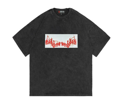 Rainbowtouches 2022 New Short-Sleeve T-Shirt Unisex High Street Colour Red Mesh Loose Casual Punk Hip Hop Fashion Modern Stylish Street King Limited