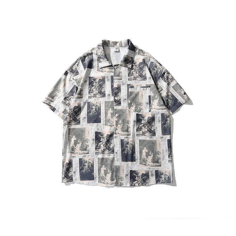 Rainbowtouches Men Shirt Summer Hip Hop Butterfly Pattern Tops Loose Popular Comfortable Cyber CelebrityFancy Good Short Couples Street King Limited
