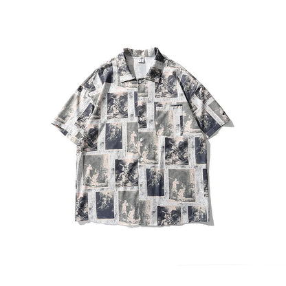 Rainbowtouches Men Shirt Summer Hip Hop Butterfly Pattern Tops Loose Popular Comfortable Cyber CelebrityFancy Good Short Couples Street King Limited