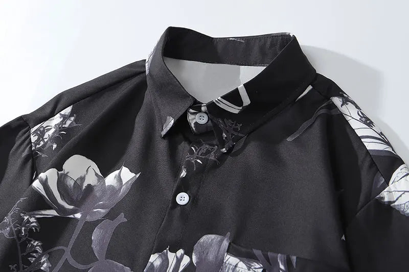 Streetwear Gonthwid Hawaiian Beach Shirts Graffiti Flowers Print Long Sleeve Butt Gonthwid Hawaiian Beach Shirts Graffiti Flowers Print Long Sleeve Button Shirts Hip Hop Casual Harajuku Holiday Party Blouse Fashion Sweater Jacket With Graphic Design For Men