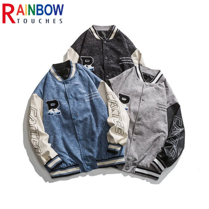 rainbowtouches 2021 new jacket men unisex street jackets letter embroidered baseball uniform hip hop mens superior quality coat menswear bottoms