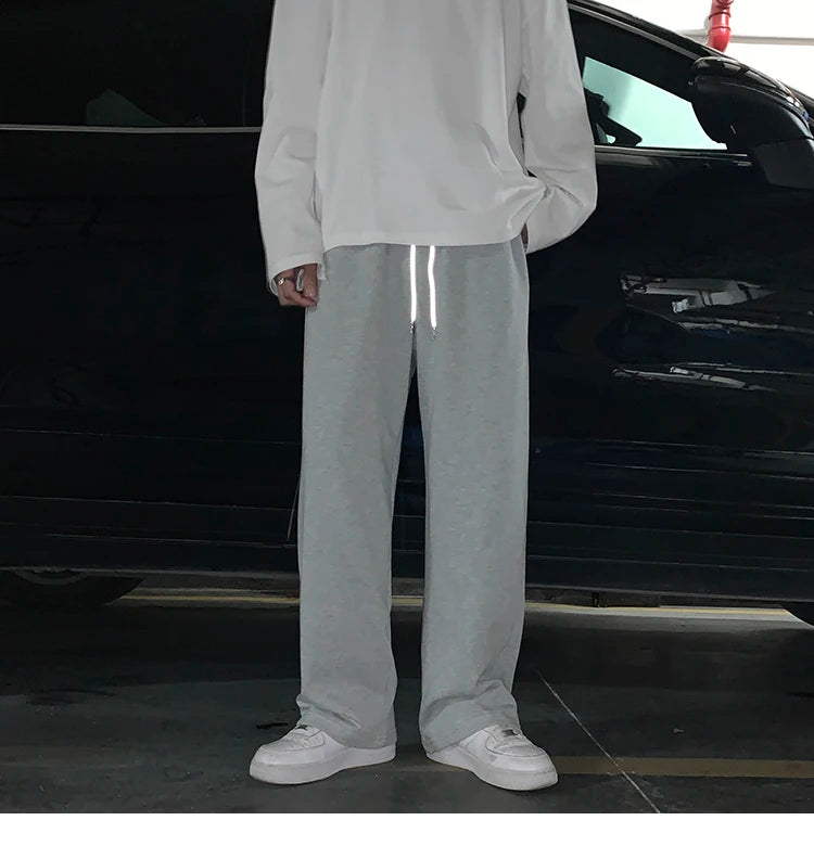 Summer Casual Pants Men Fashion Gray Black White Wide-leg Pants Men Streetwear Loose Straight Sweatpants Mens Joggers Trousers Street King Limited