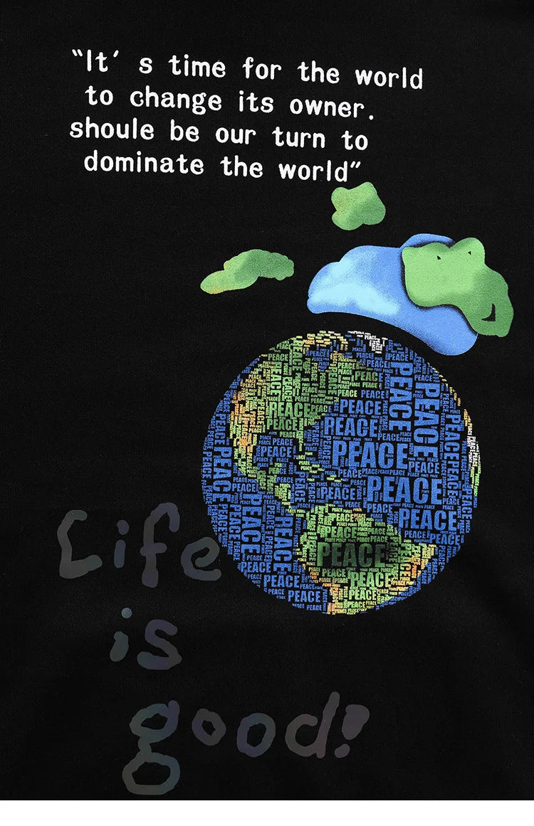 2023 Hip Hop Streetwear Hoodies Sweatshirt Globe Print Men Harajuku Pullover Hoodie Winter Fleece Cotton Autumn Sweatshirt Loose Street King Limited