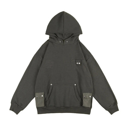 Rainbowtouches Men Letter Embroidery Comfortable And Breathable HighStreet Trend Solid Color Multi Pocket Harajuku Hoodie Unisex Street King Limited