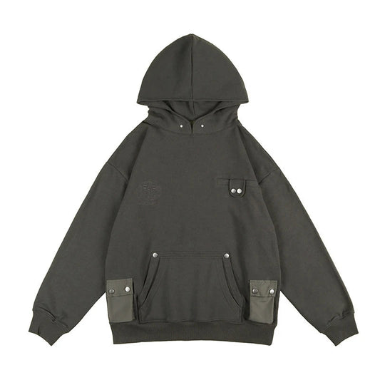 Rainbowtouches Men Letter Embroidery Comfortable And Breathable HighStreet Trend Solid Color Multi Pocket Harajuku Hoodie Unisex Street King Limited