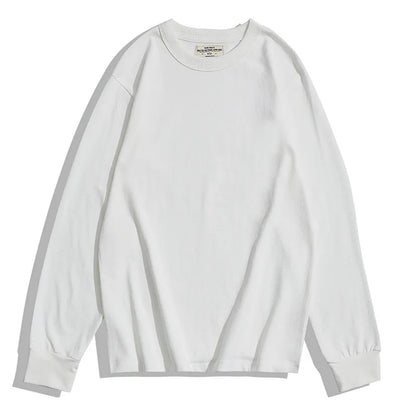 Heavy Long Sleeve T Shirt Men Autumn Winter New Round Neck Plain Color Thick Cotton T-shirt Casual Basic Bottoming Shirt Street King Limited