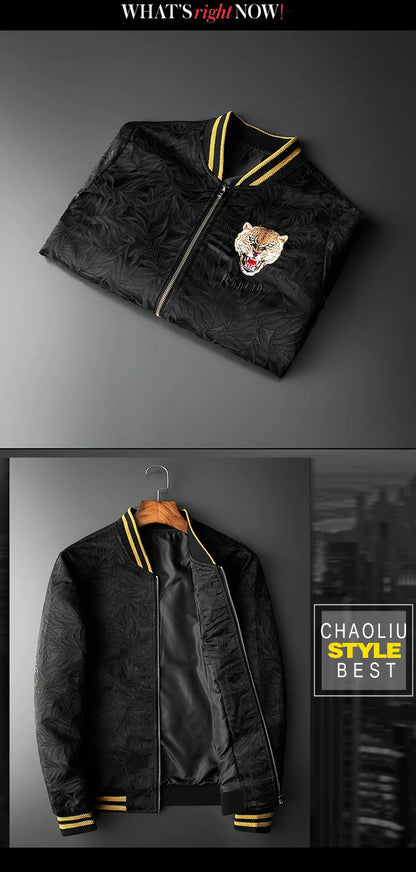 new men luxury rib sleeve embroidered flowers leopard striped couple baseball coats jackets abstract digital coat motor n244 unique default style 1697
