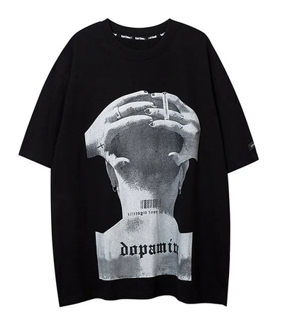 Aolamegs Men's Tee Shirts High Street Cool Boy Printed Oversized T Shirt Men Summer Casual All-match Vintage Advanced Streetwear Street King Limited