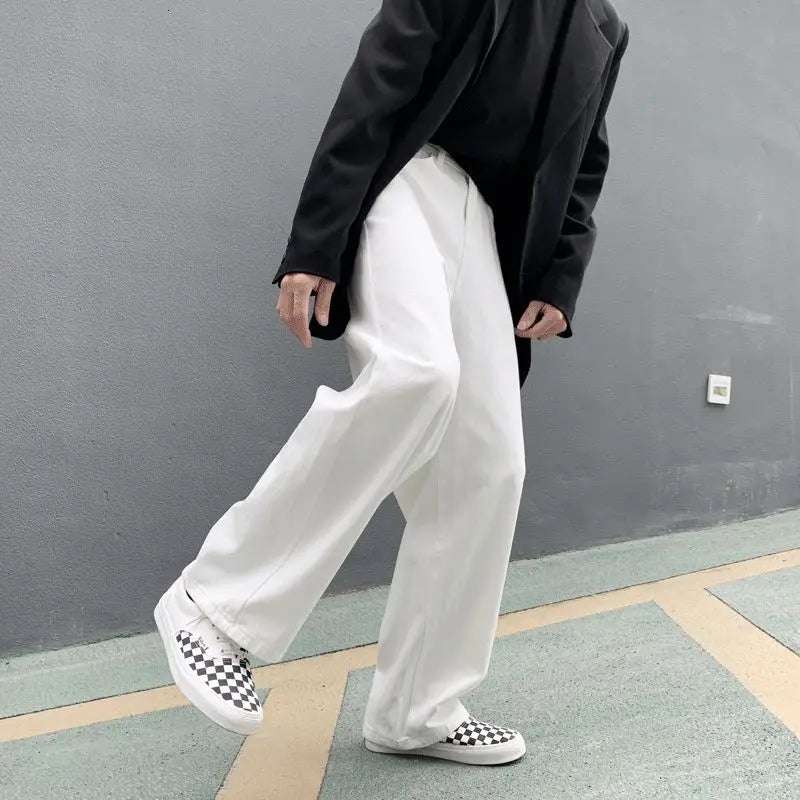 Wide Leg Jeans Men Fashion Casual White Jeans Men Streetwear Korean Loose Hip-hop Straight Jeans Mens Denim Trousers M-3XL Street King Limited