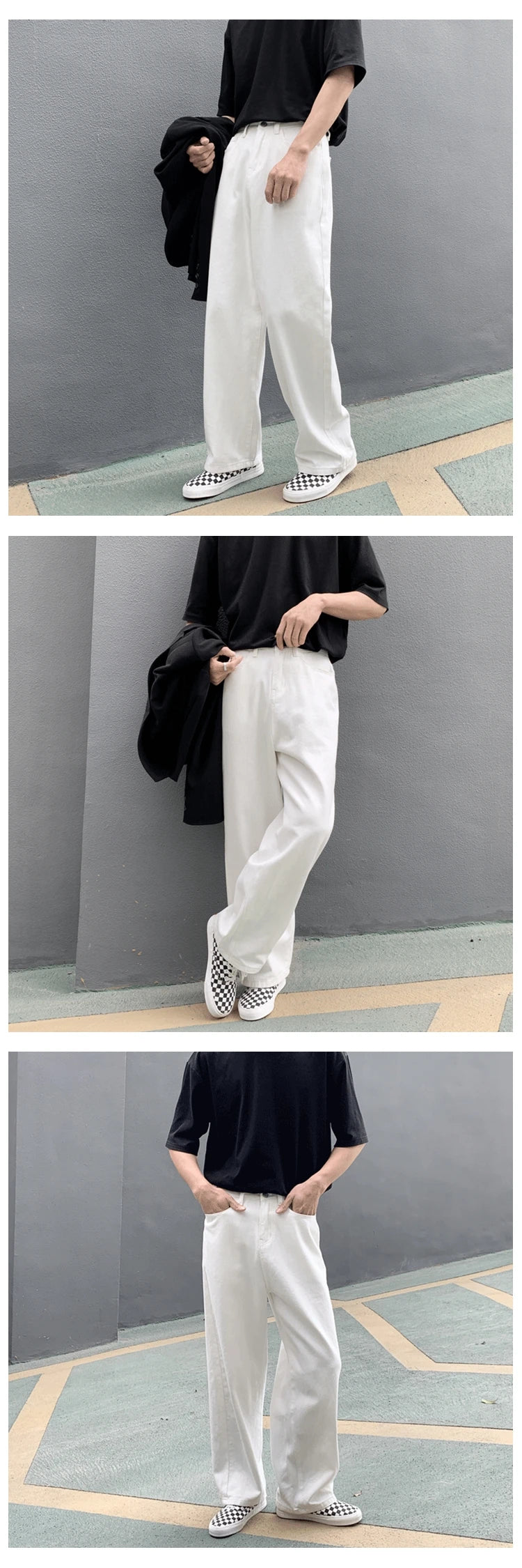 Wide Leg Jeans Men Fashion Casual White Jeans Men Streetwear Korean Loose Hip-hop Straight Jeans Mens Denim Trousers M-3XL Street King Limited